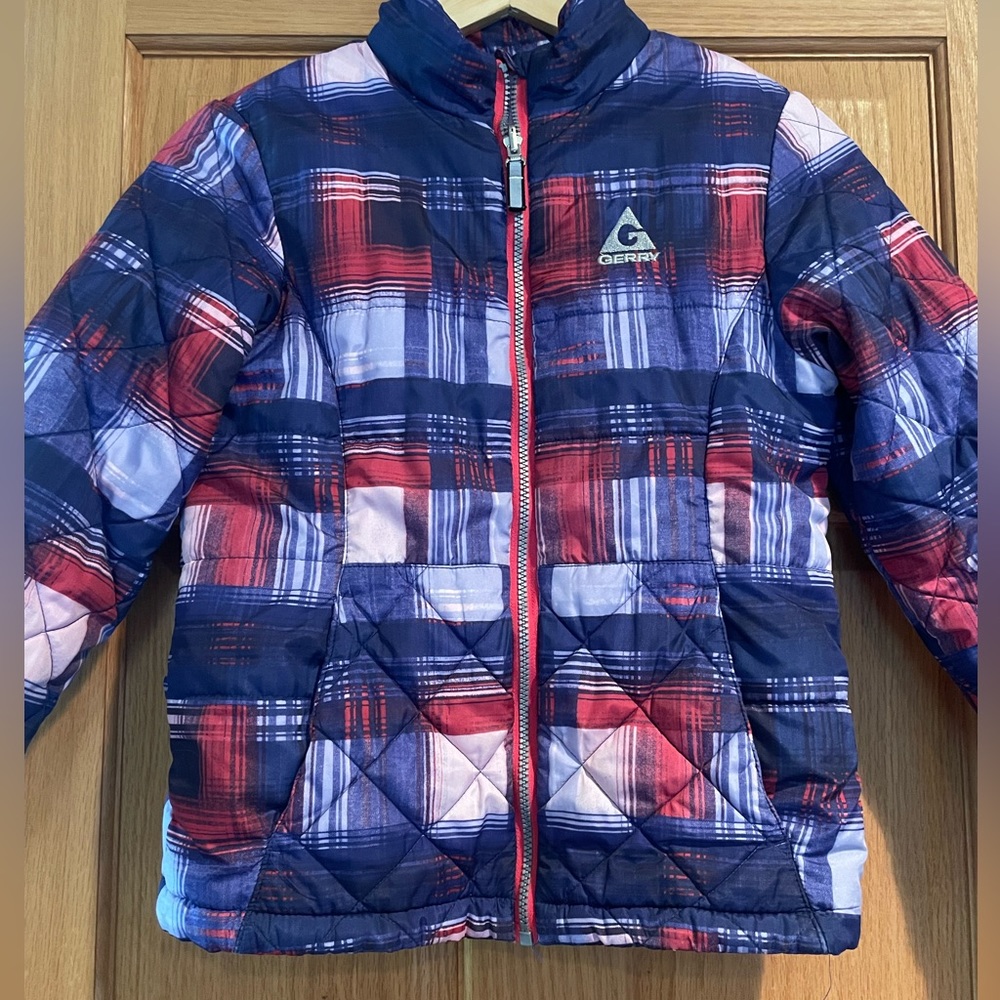 GENTRY jacket purple pink plaid M/10-12 GUC